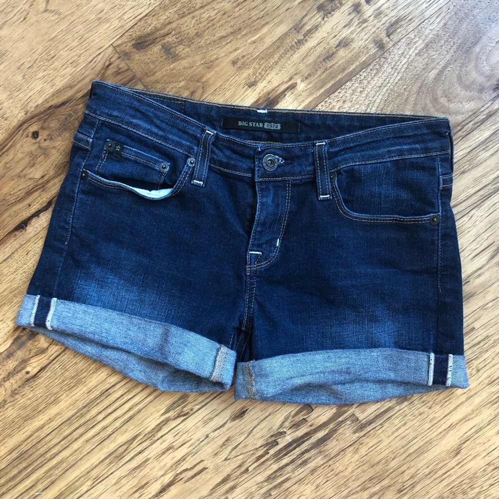 Big Star Rolled Denim Shorts Dark Wash